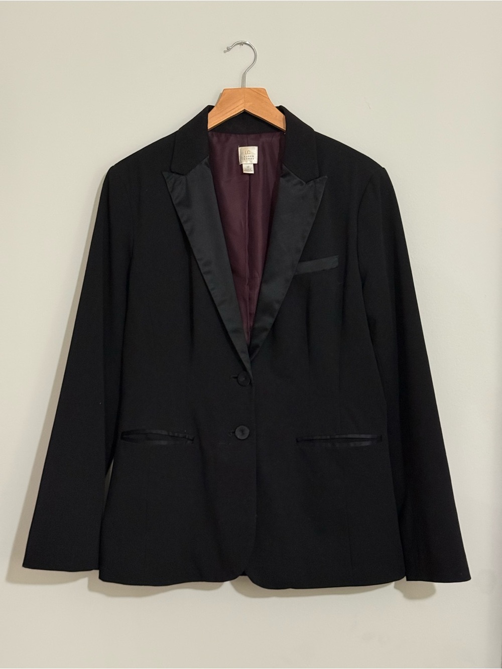 Vintage Black Satin-Trim Blazer - Women Size 10